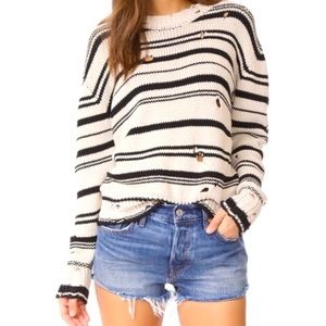 IRO Jeans Distressed Iane Black and White/Cream Sweater